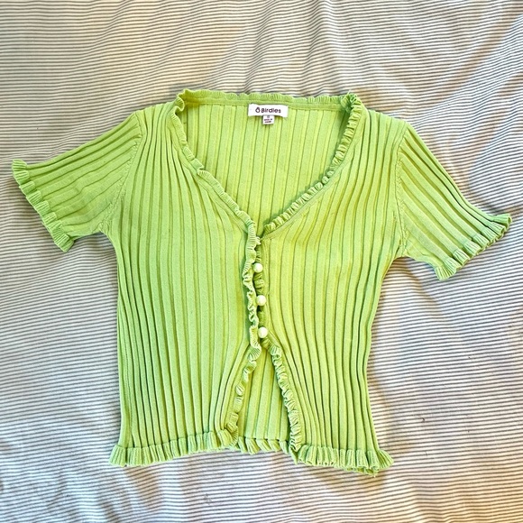 Verge Girl Tops - Verge Girl green cropped button top